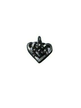 Woven Pewter Celtic Heart Pendant Charm Double Weave 2 hearts